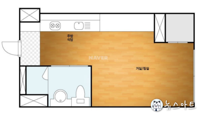서울 강서구 화곡동 '한양아이클래스' 평면도. /네이버 부동산. 이 정도면 비교적 넓은 원룸이라고 한다.