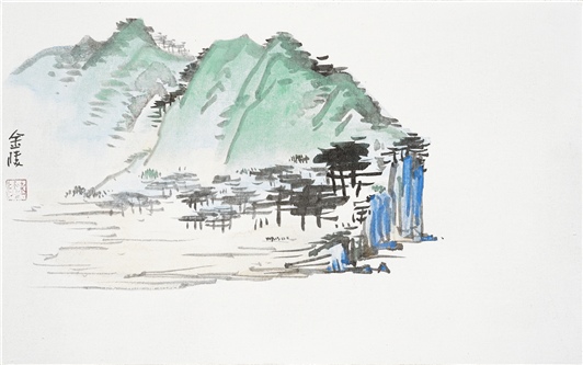 청령포, 2016, 아사천에 수묵채색, 33×53cm