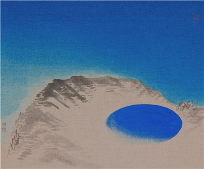 한라산 푸른목구멍, 2020, 아사천에 수묵채색, 38×45.5cm
