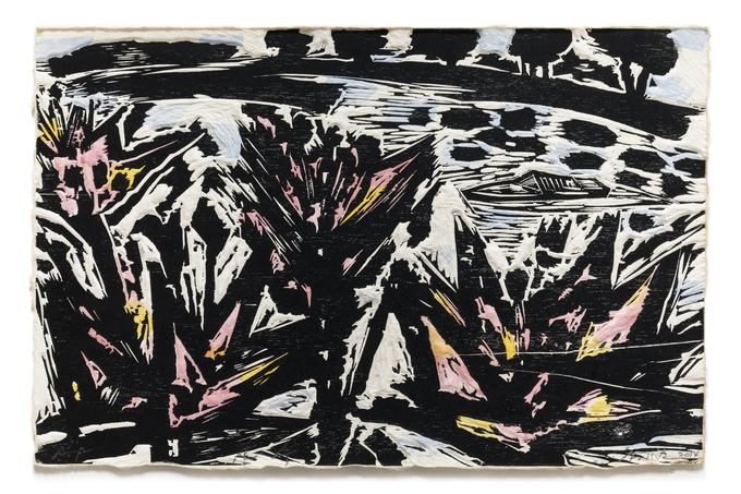 산수, 2014, 목판화릴리프, 34×50㎝