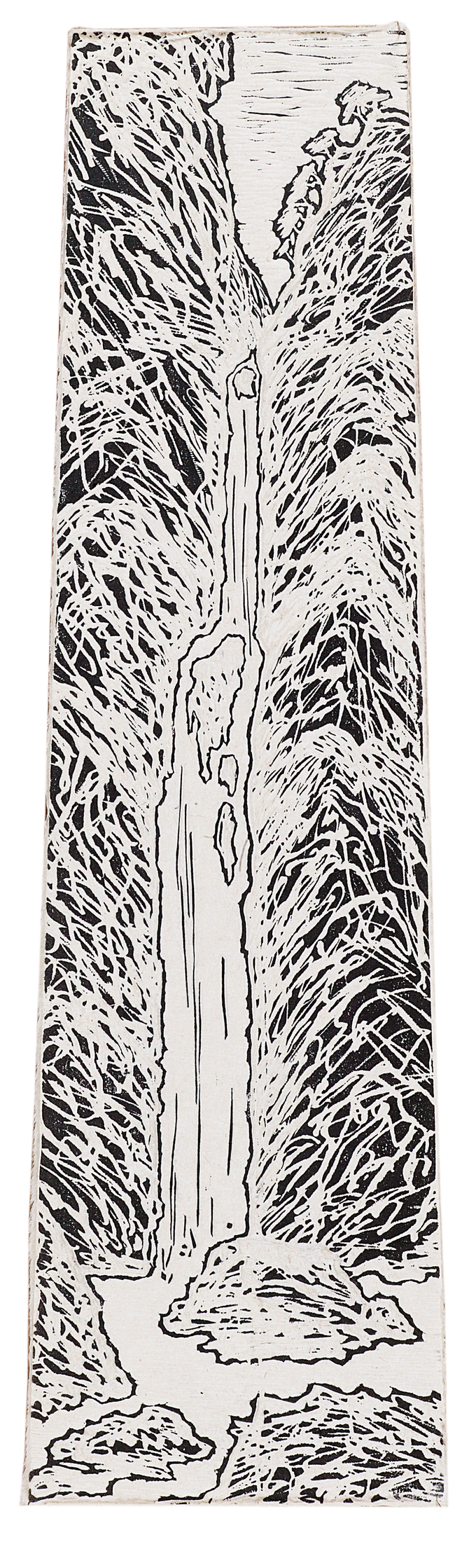 폭포, 1996, 목판화릴리프, 18×62㎝