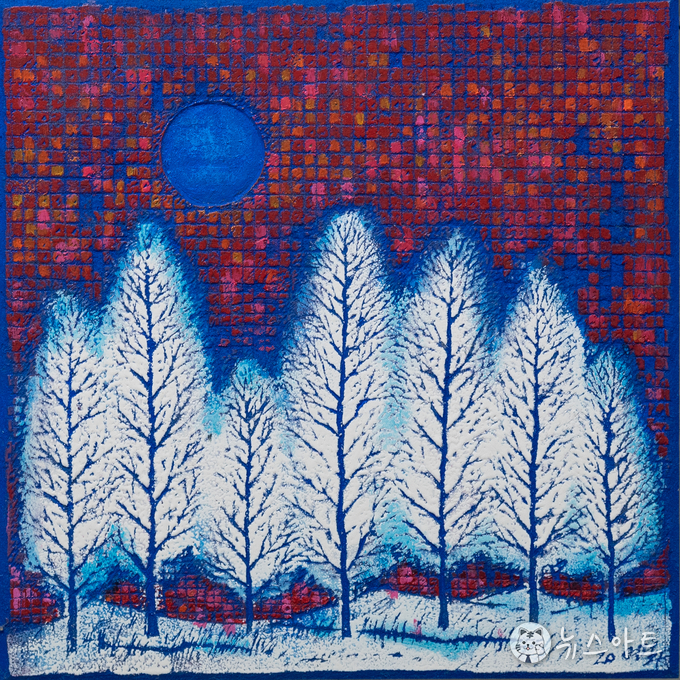 강건너 저편(Ⅲ), 2020, 목판에 채색, 23.5x23.5cm