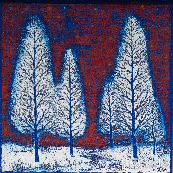 강건너 저편(Ⅱ), 2020, 목판에 채색, 23.5x23.5cm
