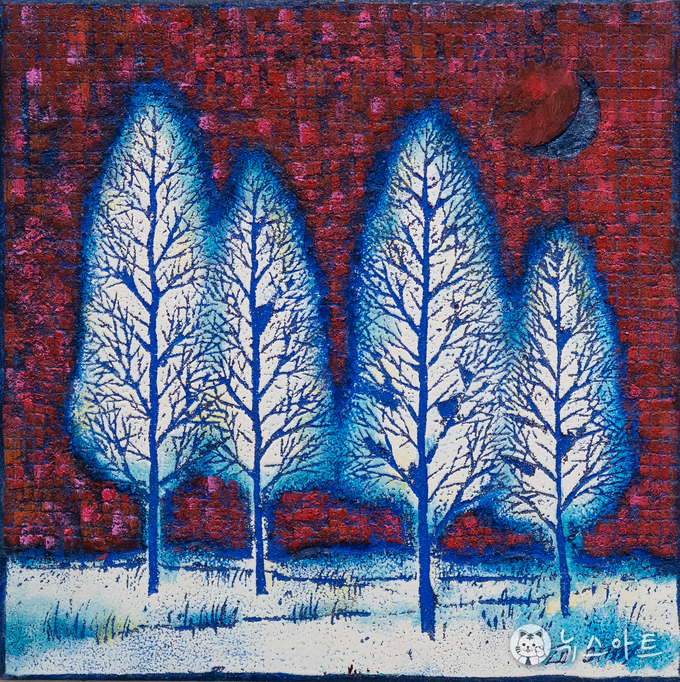 강건너 저편(Ⅰ), 2020, 목판에 채색, 23.5x23.5cm