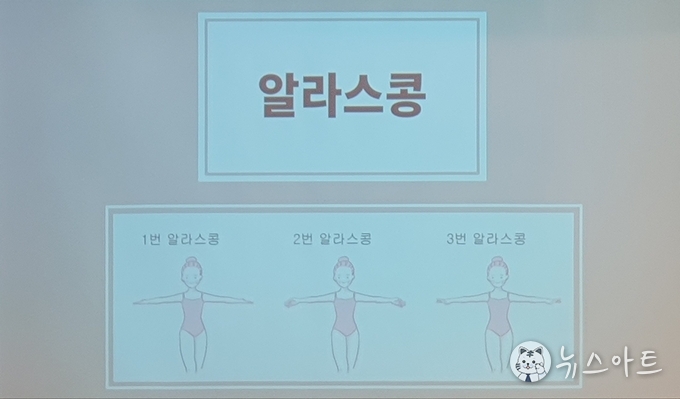 시각장애인들도 동작을 익힐 수 있도록 동작을 단계적으로 쪼개어 교재를 만들었다. 지도자가 2알라스콩이라고 말하면 시각장애인은 1번이나 3번과 손모양만 다른 알라스콩 동작을 할 수 있다. 